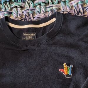 Abercrombie & Fitch Dark Blue Top with Multicolor Patch